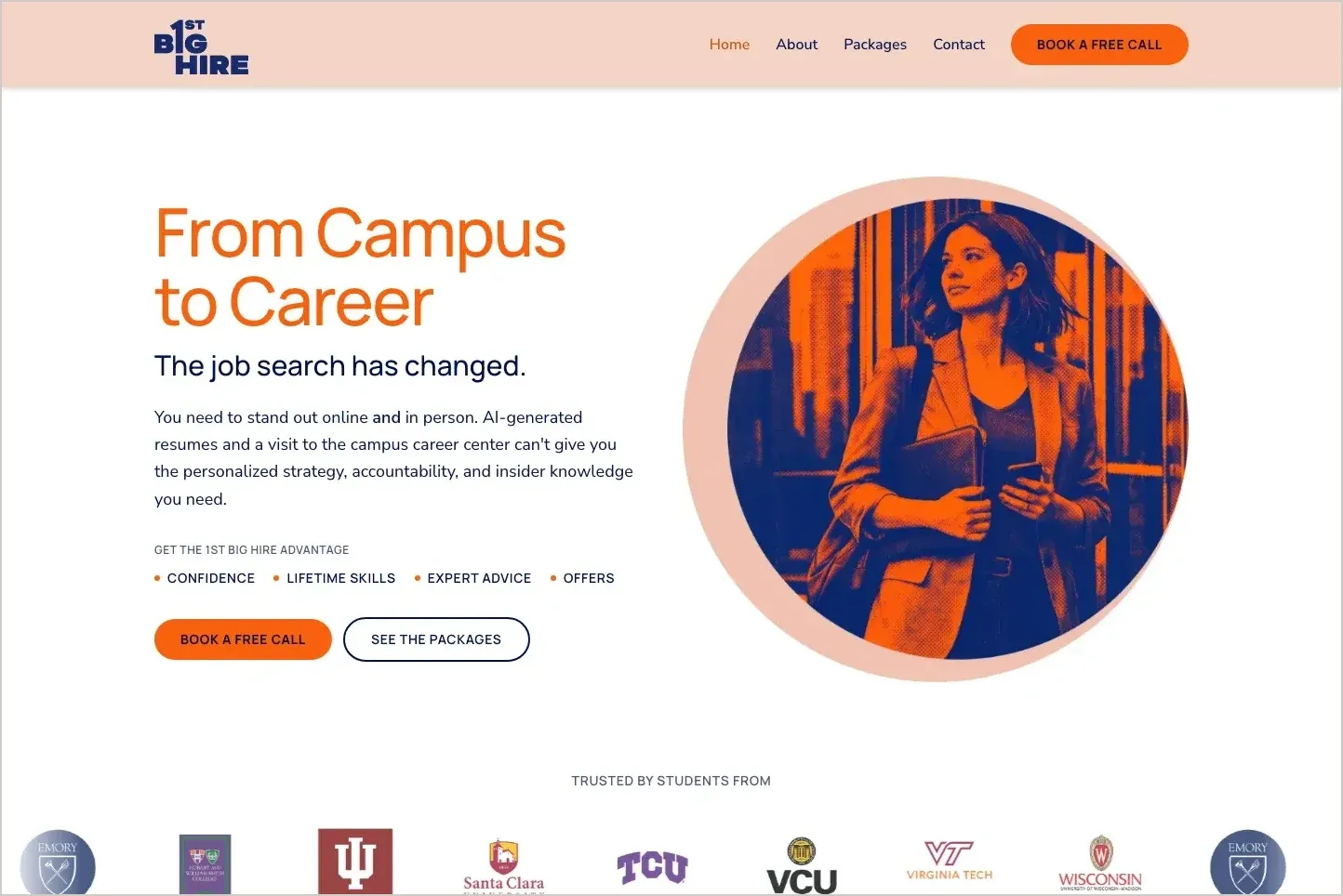 1stbighire.com homepage: From Campus to Career