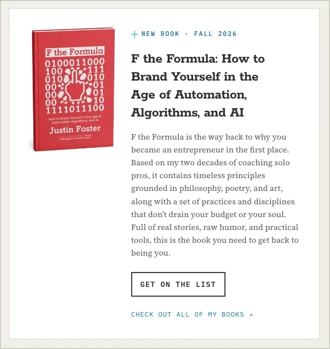 The new book card: F the Formula, coming Fall 2026