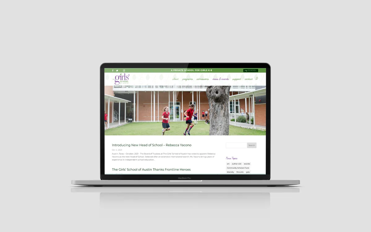 The Girls School of Austin brand and print materials