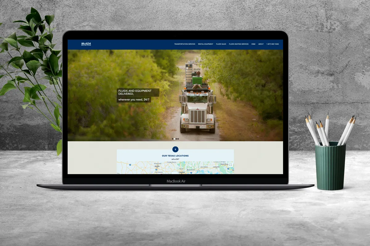 McAda Fluids Heating brand identity and marketing materials