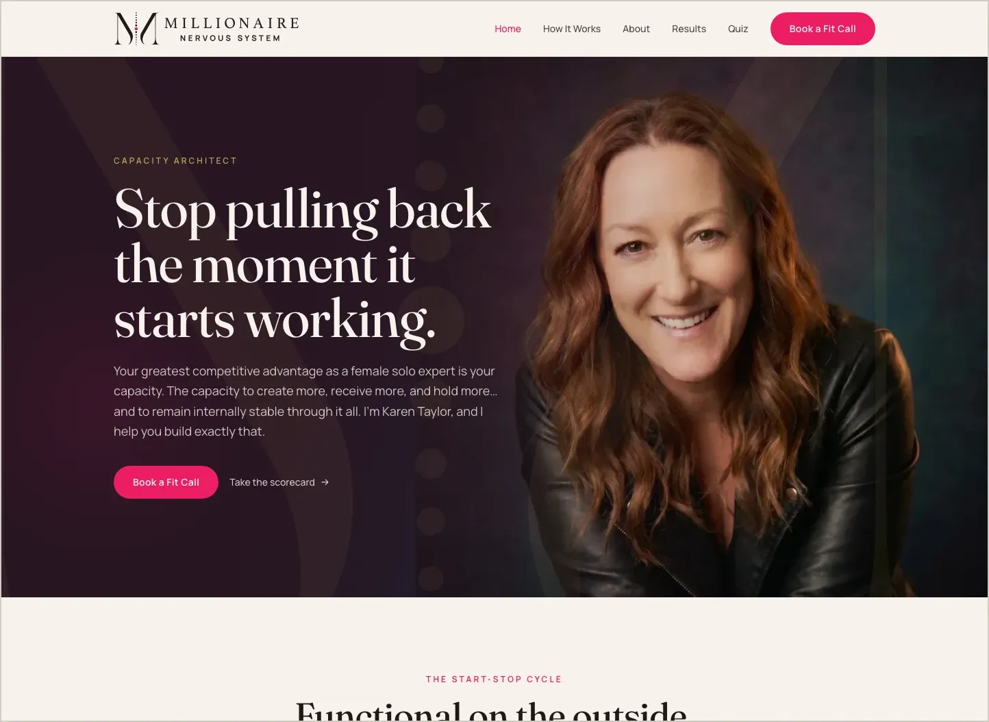 millionairenervoussystem.com: Stop pulling back the moment it starts working, with Karen warm and open beside it